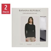 Banana Republic Long Sleeve Rib Crew Neck T-Shirt, Womens, 2-Pack