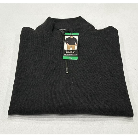 Banana Republic Men's 1/4 Zip Up Sweater, COLOR BLACK SIZE XL