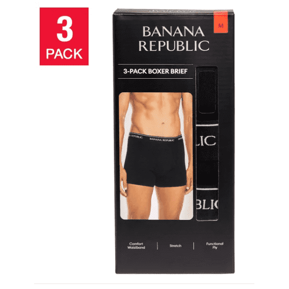Banana Republic Men's Boxer Brief, 3-Pack, Black, Size Large