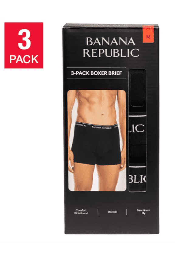 Men's Boxer Brief, 3-Pack, Black, Size Large