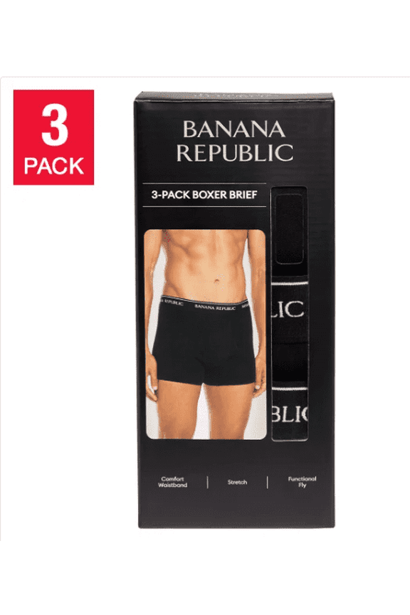 Men's Boxer Brief, 3-Pack, Black, Small