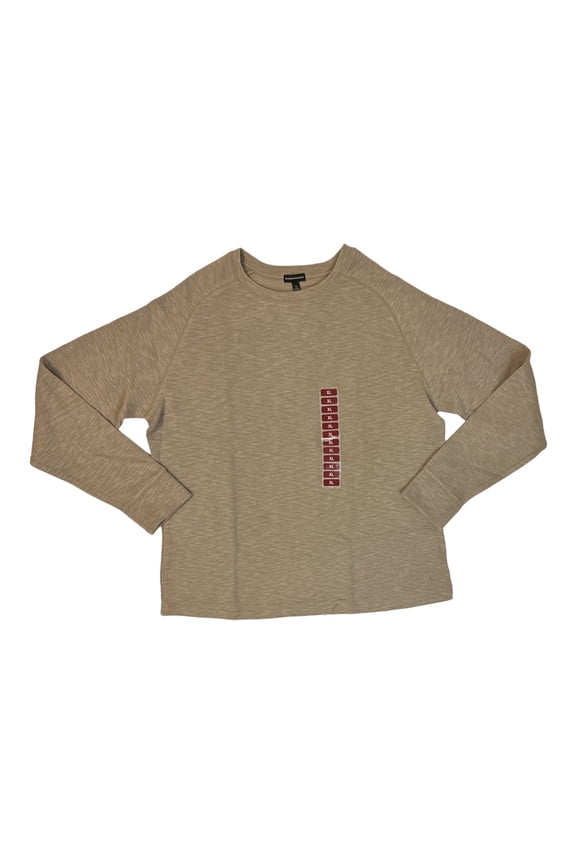 Men's Double Knit Long Sleeve Crewneck Shirt (Timber Wolf, S)