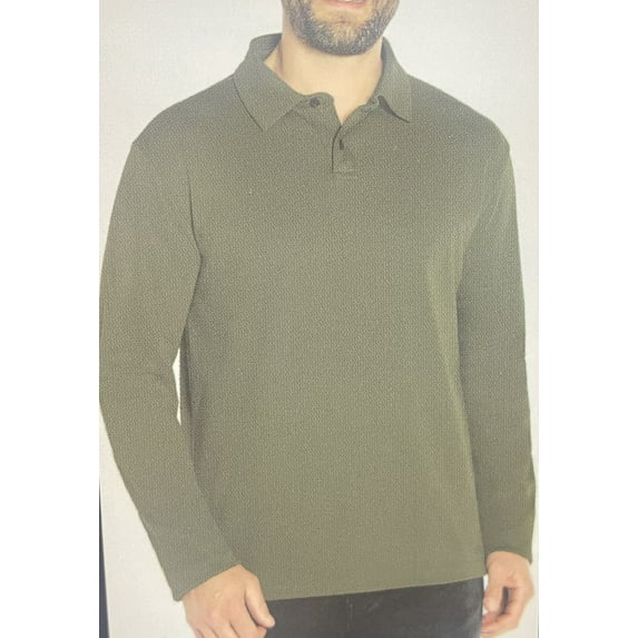Banana Republic Men's Long Sleeve Luxe Touch Polo Shirt, Green XXL
