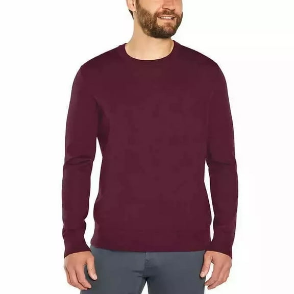 Banana Republic Mens Merino Wool Ribbed Contrast Sweater | Dark Red, Medium