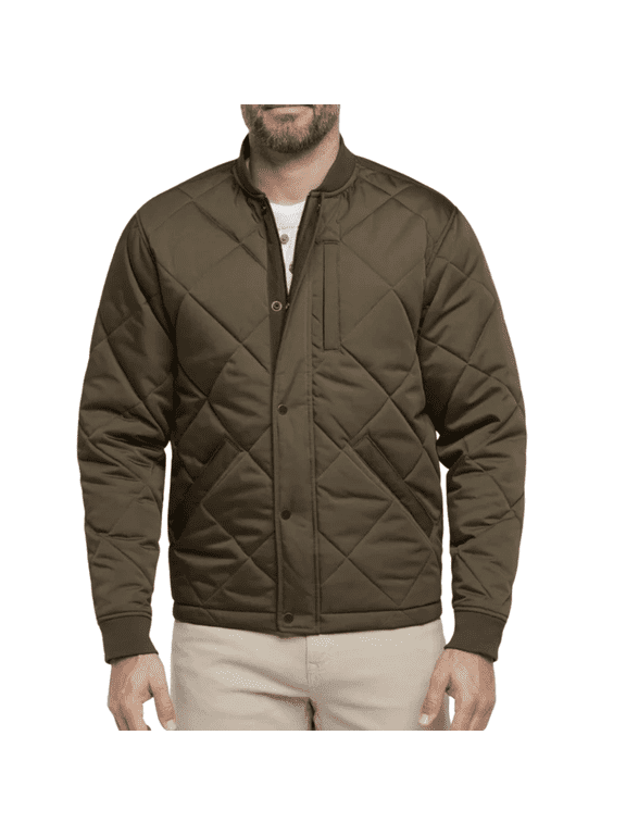 Men's Quilted Bomber Jacket, Green, Large