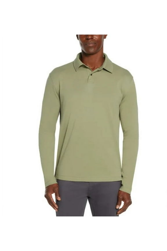 Men's Size Medium Long Sleeve Luxe Polo Shirt, Green