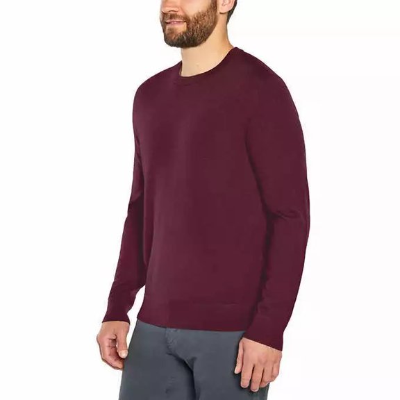 Banana Republic Men's Textured Double-Knit Crew Pullover (Red, M)