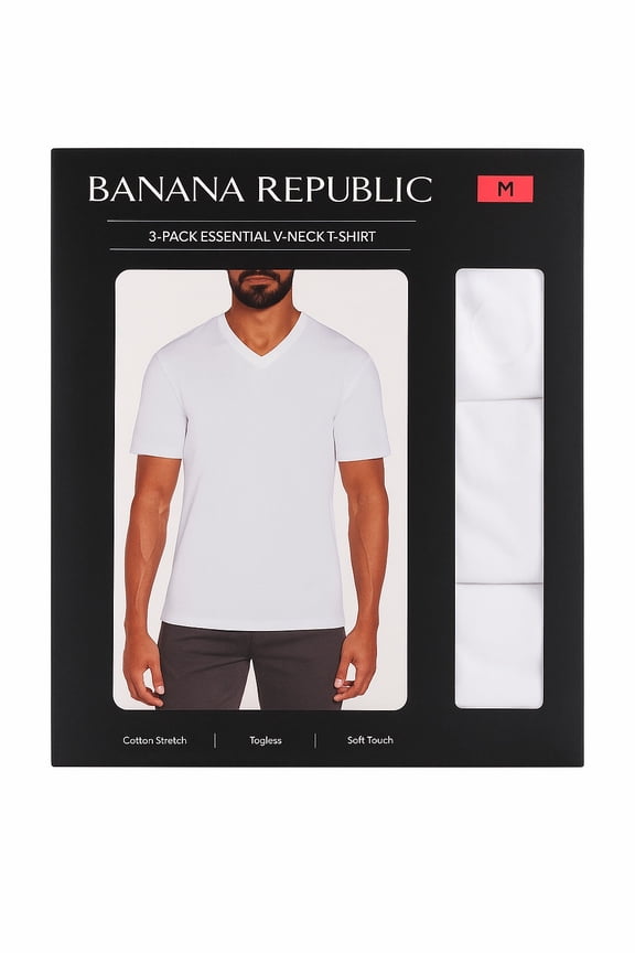 Men's V-Neck Tee, 3-pack, Medium