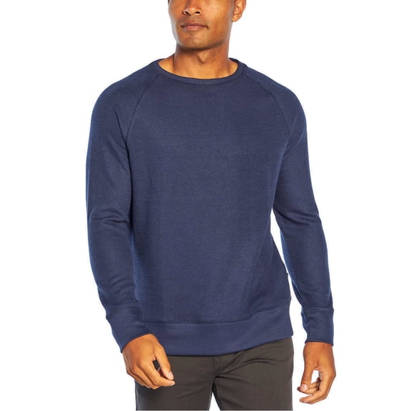 Banana Republic Men’s Waffle Crew Sweatshirt, Mid-weight (Navy, Large)