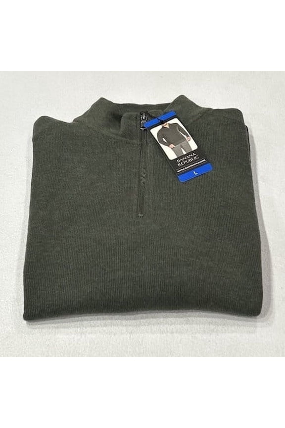 Men's Waffle Quarter Zip Pullover, Green, Size L