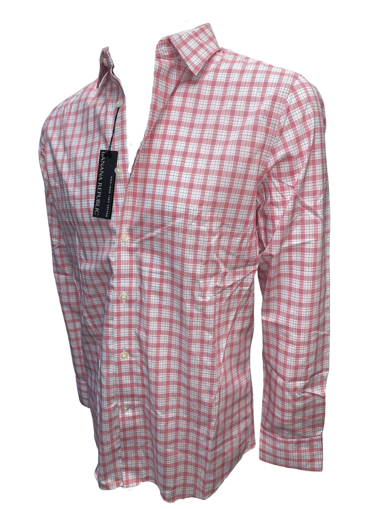 Banana Republic Mens Non-Iron Pink Plaid Slim Fit Jamaica | Ubuy