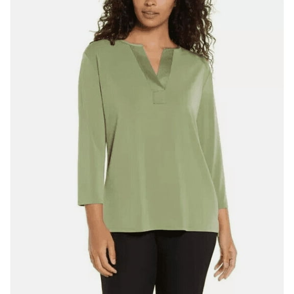 Banana Republic Women's 3/4 Sleeve V Neck Tunic Top Green XXL