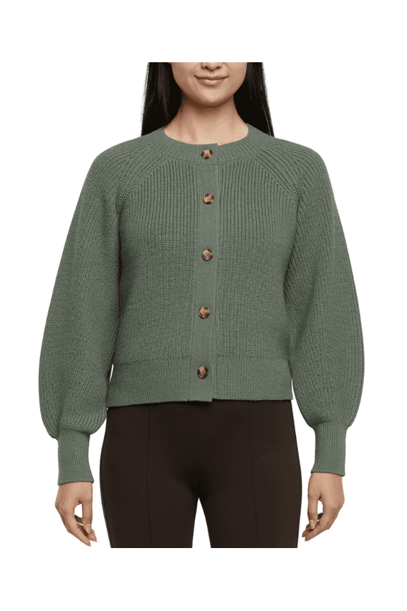 Women's Button Front Cardigan Green XL