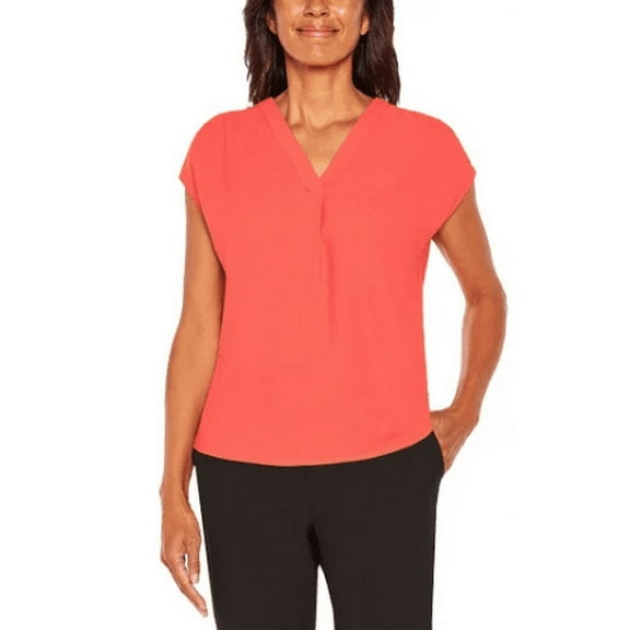 Banana Republic Women's Cap Sleeve V Neck Top (Red, S)