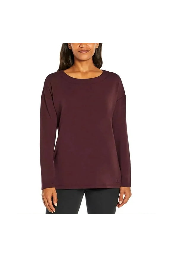 Women's Cozy Crewneck Pullover Top (Red, L)
