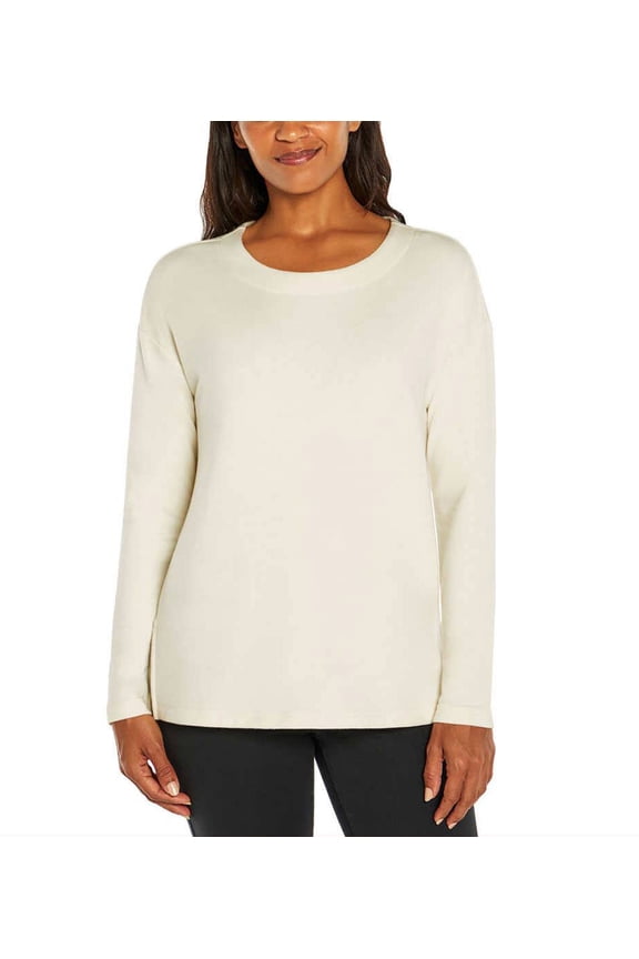 Women's Cozy Crewneck Pullover Top (White, Medium)