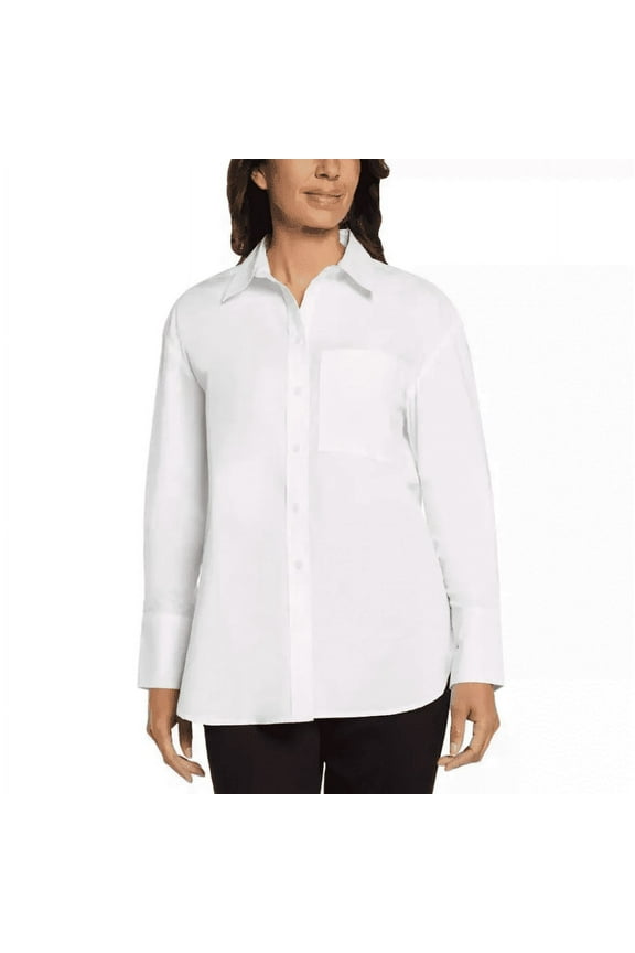Women's Long Sleeve Button Down Shirt White Small