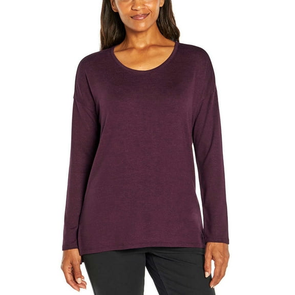 Banana Republic Women's Long Sleeve Scoop Neck Pullover Tunic Top (Purple, XL)