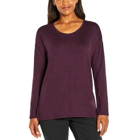 Banana Republic Women's Long Sleeve Scoop Neck Pullover Tunic Top (Purple, XL)