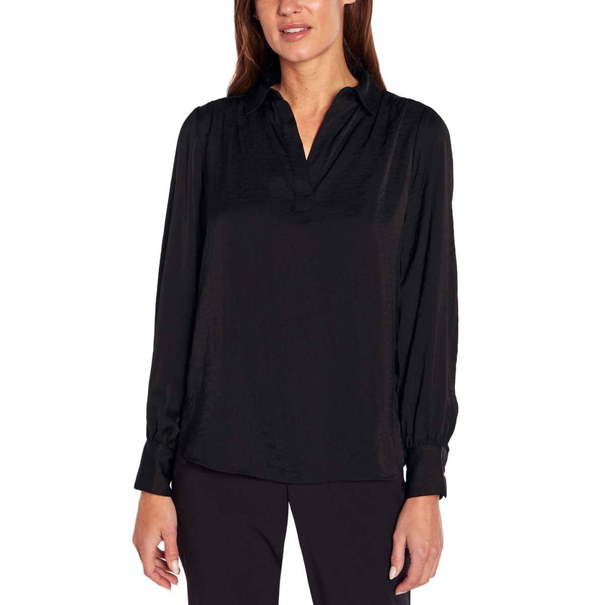 black long sleeve satin top