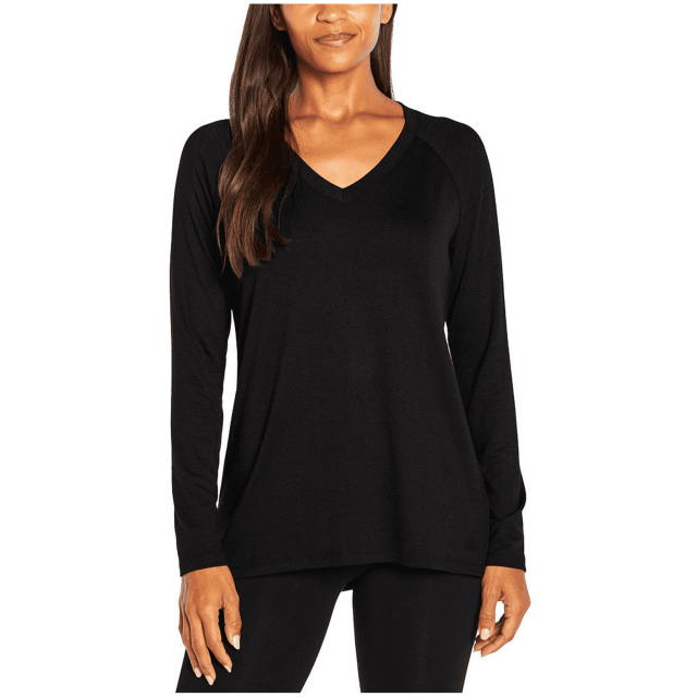 Banana Republic Women's Long Sleeve V Neck Top (Black, XXL)