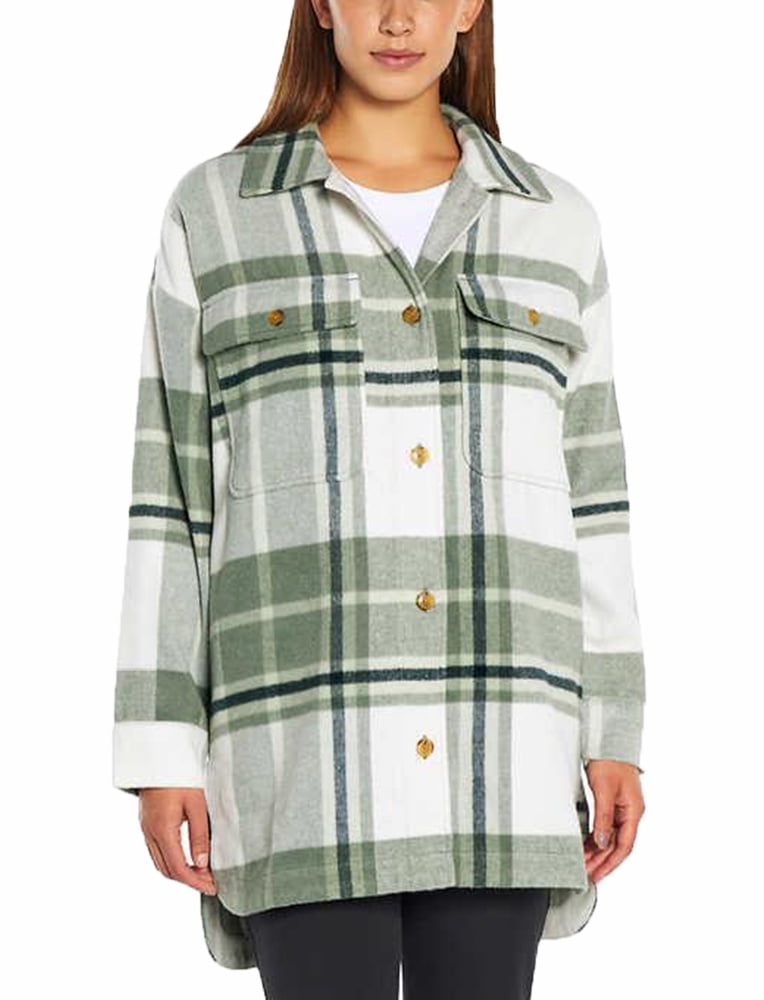 Banana Republic Women's Plaid Flannel Shirt Jacket (Green, XS