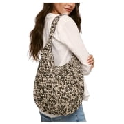 Banana Republic Womens Raffia Tote - Beige Black Woven Straw Hobo Shoulder Bag, Magnetic Closure, Lined Pocket