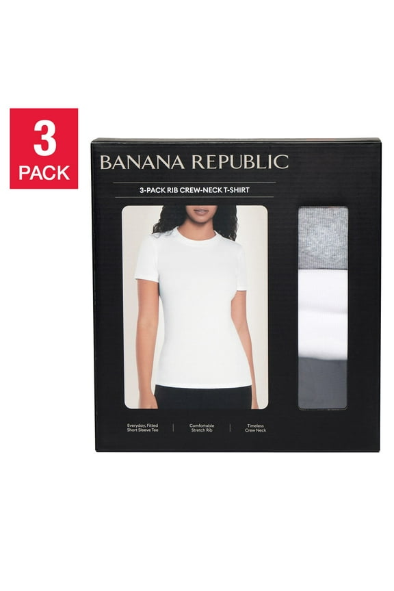 Women's Ribbed Crewneck T-Shirt (3-pack, X-Large)