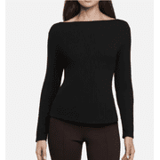 Banana Republic Womens Ribbed Long Sleeve Knit Top, Black, Small
