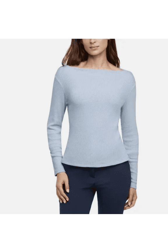 Women's Ribbed Long Sleeve Top, Blue, Small
