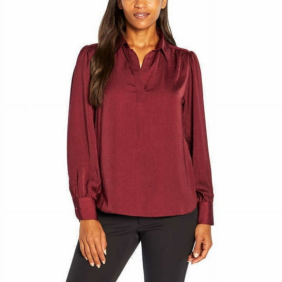 Banana Republic Women's Satin Pullover (Red, Large)