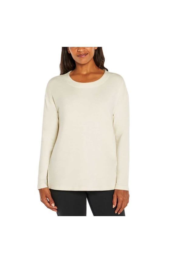 Women's Soft French Terry Relaxed Fit Crewneck Top-White / L