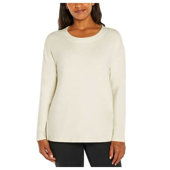 Banana Republic Women's Soft French Terry Relaxed Fit Crewneck Top-White / XXL