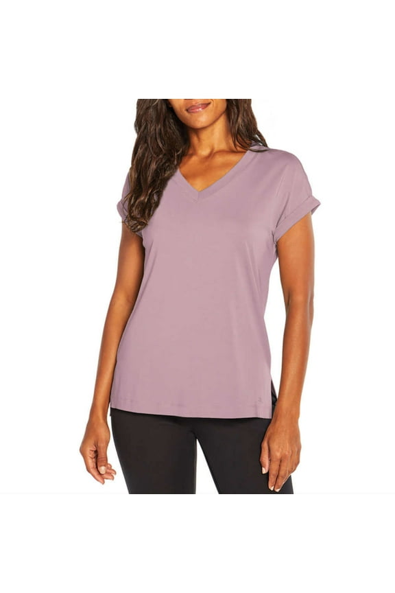 Women's Soft Jersey V-Neck Top T-Shirt-Pink / XXL