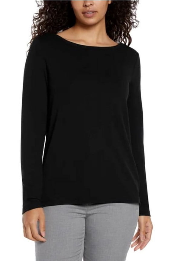 Women's Soft Terry Long Sleeve Top L Black