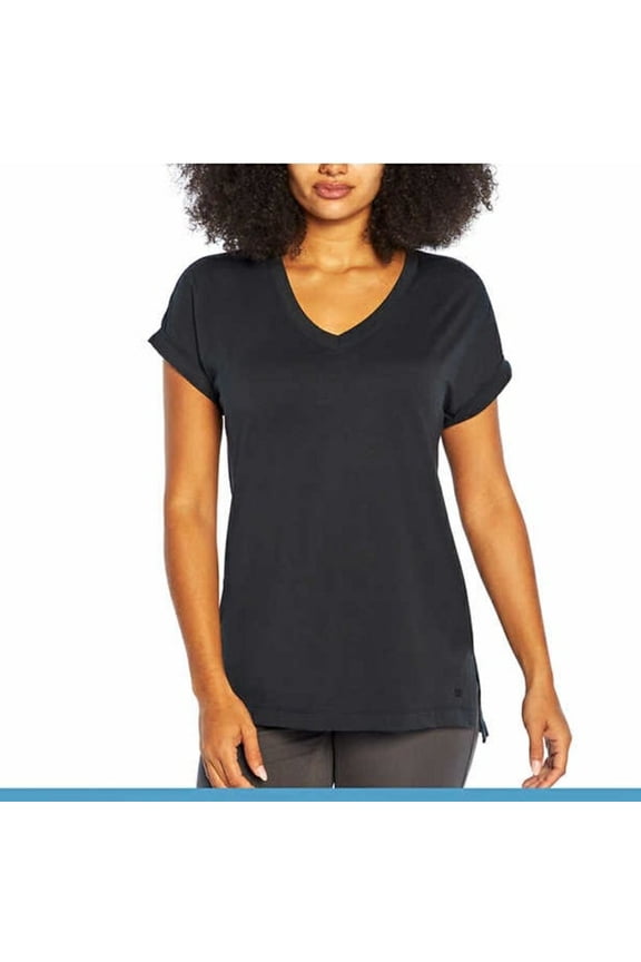Women's Top Sz XS Ladies' Roll Sleeve Tee Black