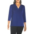 thumbnail image 1 of Banana Republic Women's V-Neck 3/4 Sleeve Lightweight Stretch Top, Blue Medium, 1 of 3