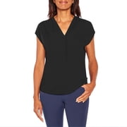 Banana Republic Womens V-Neck Front Pleat Relaxed Fit Blouse Top Black, M
