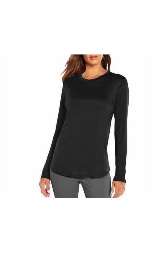 Womens Long Sleeve Crewneck Top Black Size L