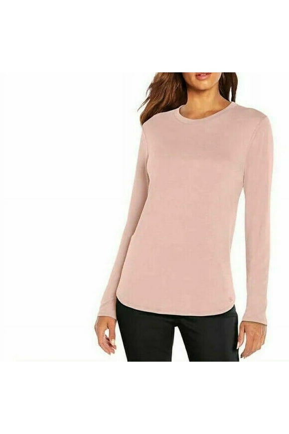 Womens Long Sleeve Crewneck Top Pink Size L