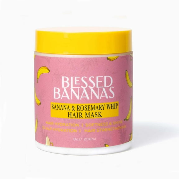 Banana and Rosemary Whip Hair Mask - Nourishing Mask for All Hair Types - Achieve thicker hair with our Rosemary Hair Mask - Suitable for Hair Hydration, 1 Count, 8 Oz.