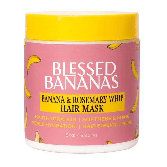 Banana & Rosemary Whip Hair Mask - Nourishing Hair Mask for Hydrating, Strengthens & Promotes Thicker Hair, Softens & Restores Shine, 8 oz, 1 Count