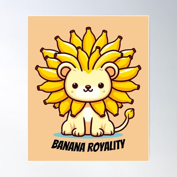 Banana Royality - Cute Banana Lion Poster Wall Art, Modern Wall Decor For Living Room Bedroom, 8x12 UNFRAMED