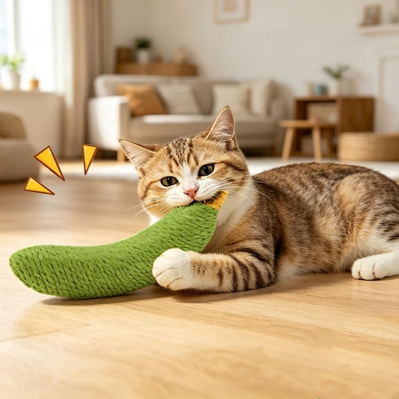 Banana Shape Rope Chew Toy with Squeaker, Natural Fiber Rope Toy for Cats and Small Dogs, Teeth Cleaning Chew Toy Curved Shape 6.9 Inch