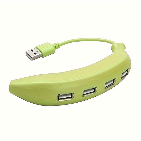 Banana-Shaped 4-Port USB 2.0 Hub - Portable & User-Friendly Expansion for All Your Devices-Green