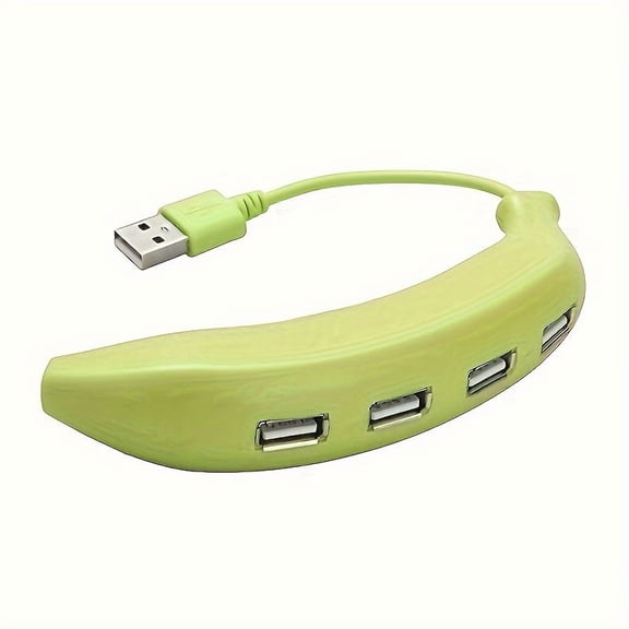 Banana-Shaped 4-Port USB 2.0 Hub - Portable & User-Friendly Expansion for All Your Devices