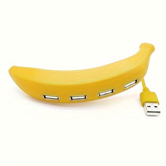 Banana-Shaped 4-Port USB 2.0 Hub - Portable & User-Friendly Expansion for All Your Devices