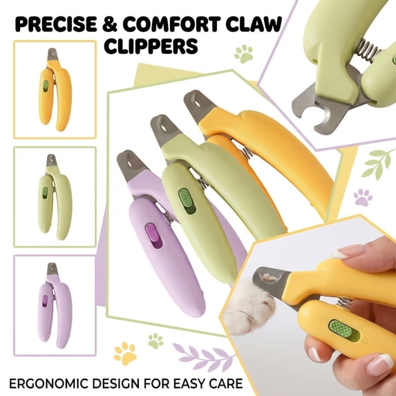 Banana Shaped Pet Nail Clippers Stainless Steel Claw Trimmer with Safety Guard Lock for Cats Small Dogs Rabbits Grooming Tool and Bleeding Prevention
