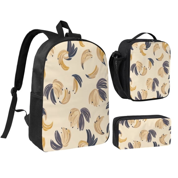 Banana Shaped Petals Backpack 17 Inch Set with Lunch Bag and CaseDurableTravel Bag Combo for Work Commuting Daily Use