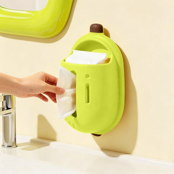 Banana Shaped Tissue Holder, Waterproof Suction Cup Wall Mount Storage Box, No Punch Installation, Practical Container for Bathroom Toilet Facial Towel and Paper Tissue Arrangement